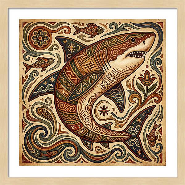 Great White Shark Folk Art