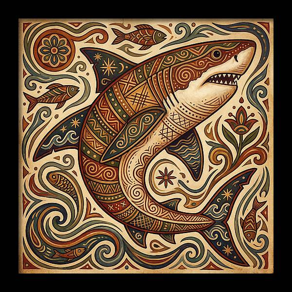 Great White Shark Folk Art