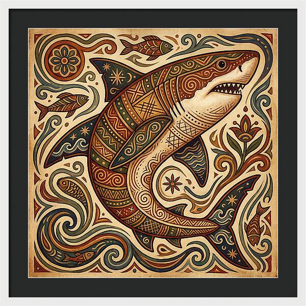 Great White Shark Folk Art