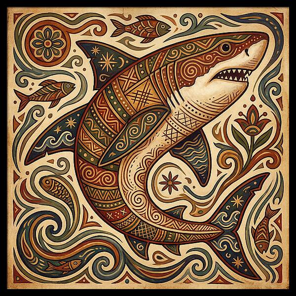Great White Shark Folk Art