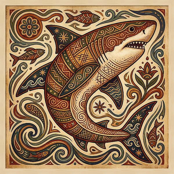 Great White Shark Folk Art