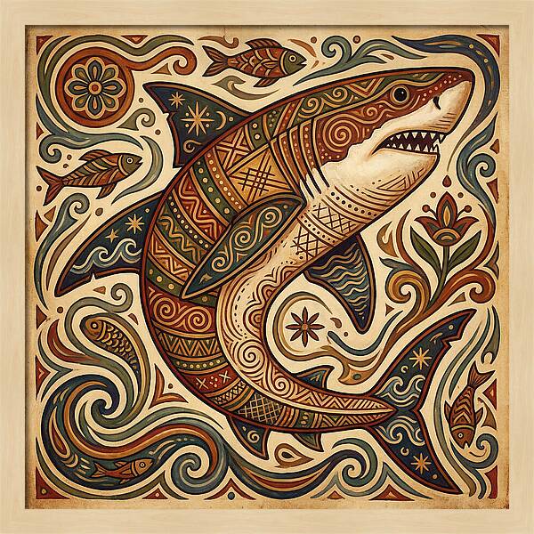 Great White Shark Folk Art