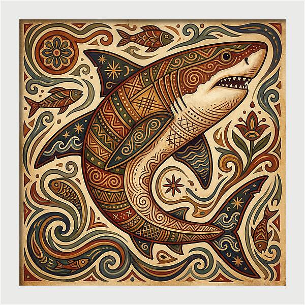 Great White Shark Folk Art