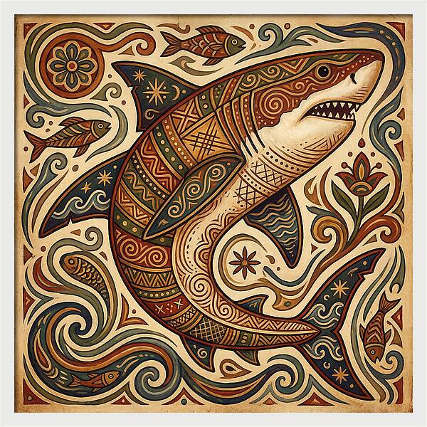 Great White Shark Folk Art