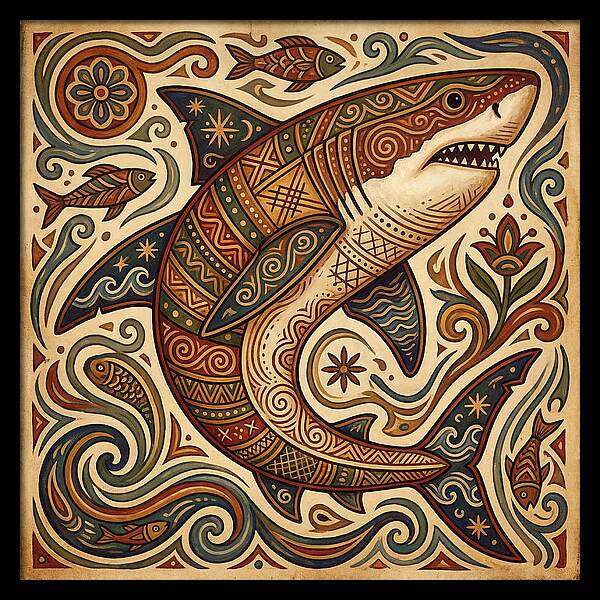 Great White Shark Folk Art