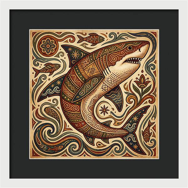Great White Shark Folk Art