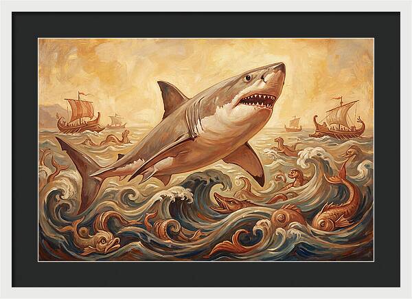 Great White Shark In Action