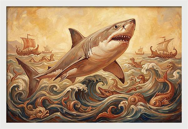 Great White Shark In Action