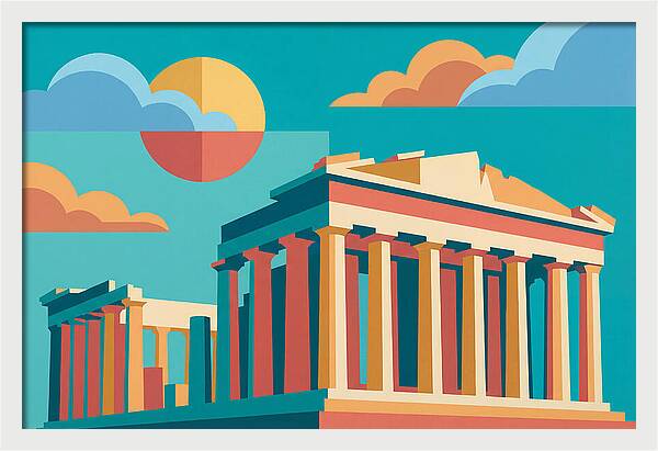 Greek Architecture In Pop Art Style