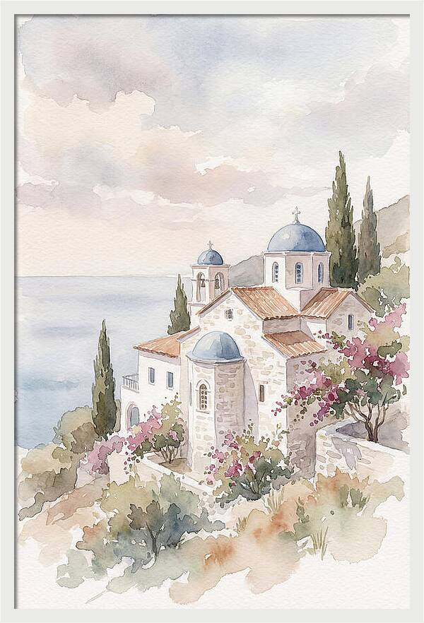 Greek Monastery By The Sea