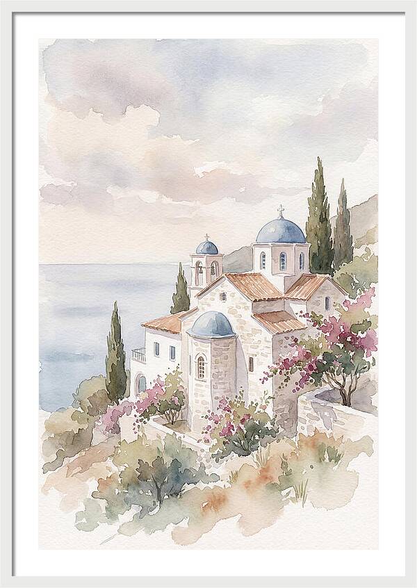 Greek Monastery By The Sea
