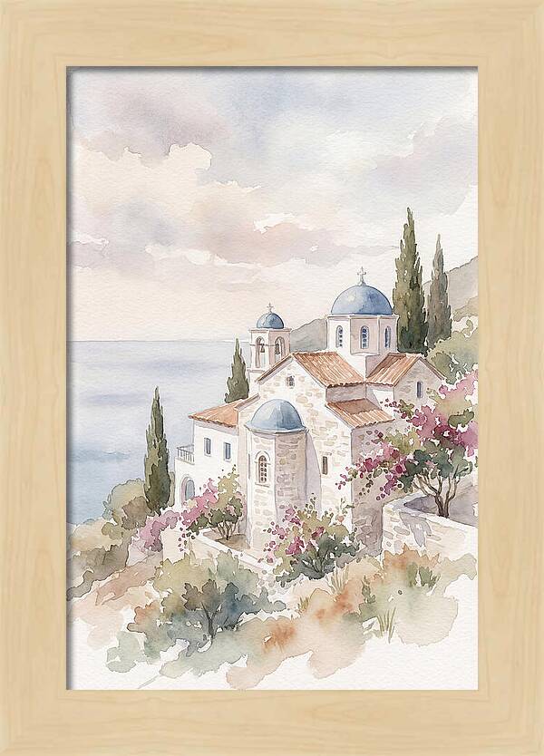 Greek Monastery By The Sea