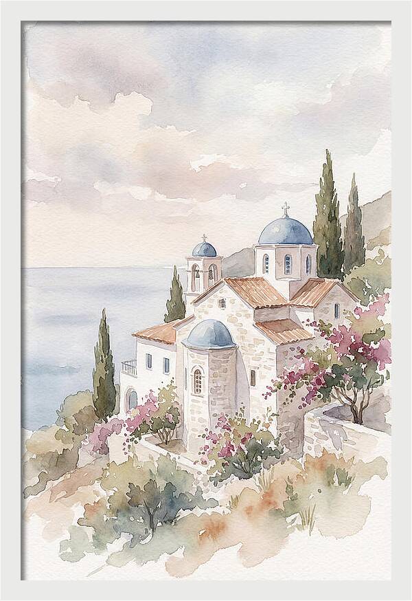 Greek Monastery By The Sea