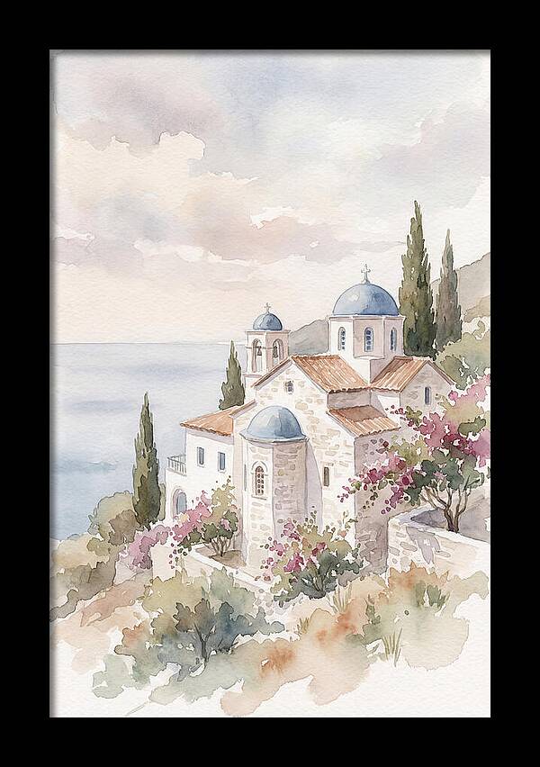 Greek Monastery By The Sea