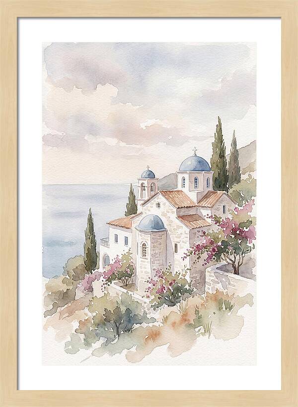 Greek Monastery By The Sea