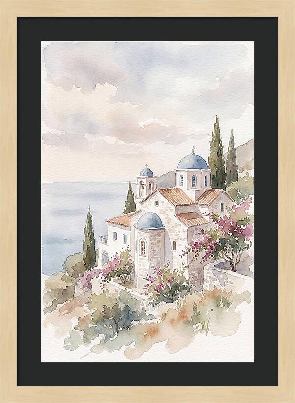 Greek Monastery By The Sea