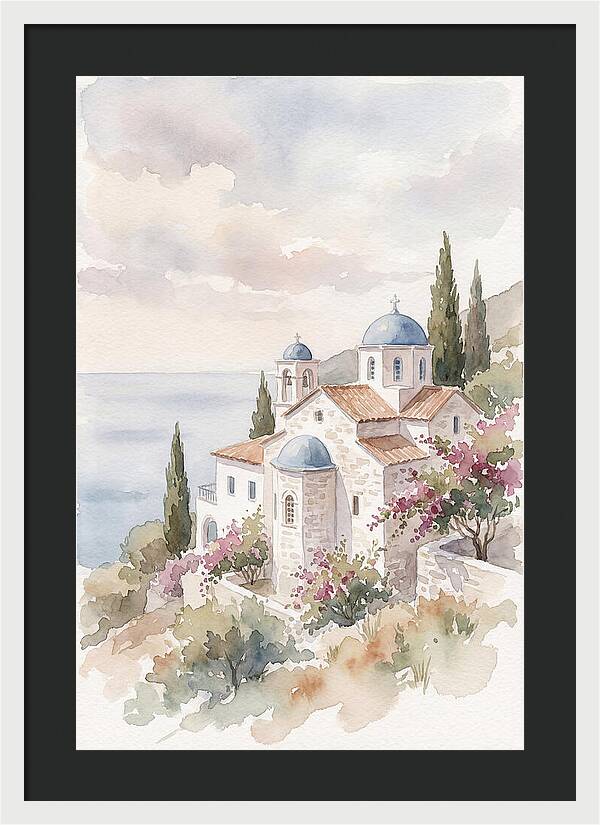 Greek Monastery By The Sea