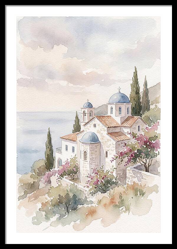 Greek Monastery By The Sea