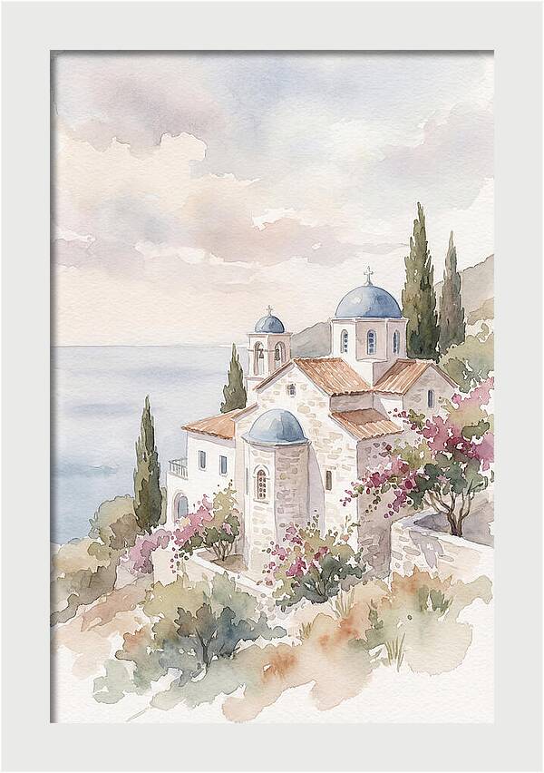Greek Monastery By The Sea