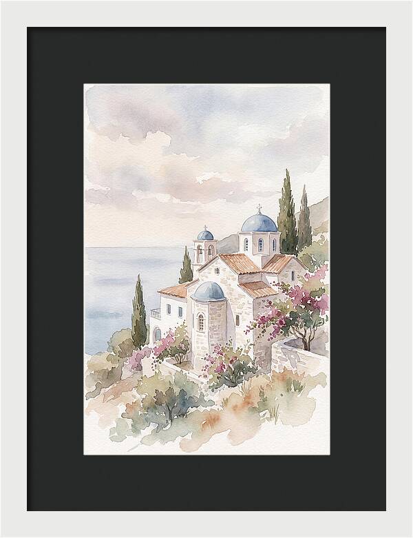 Greek Monastery By The Sea