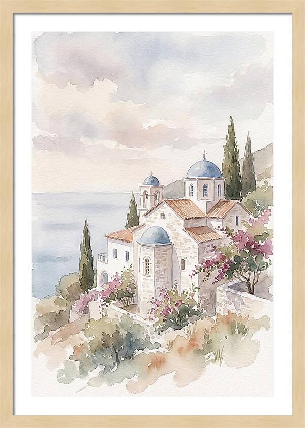 Greek Monastery By The Sea