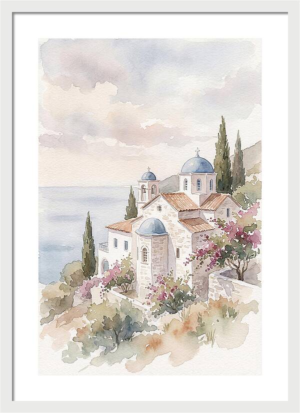 Greek Monastery By The Sea
