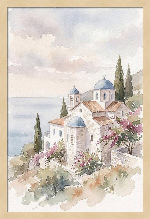 Greek Monastery By The Sea