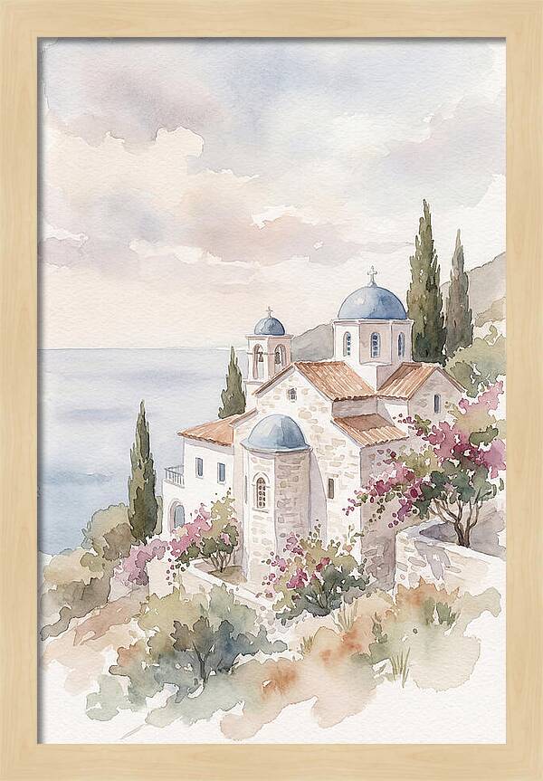 Greek Monastery By The Sea