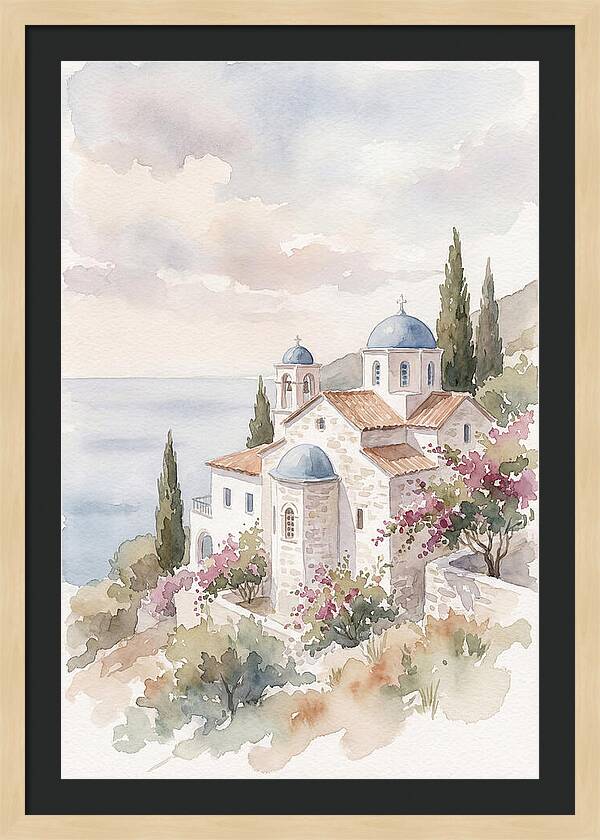 Greek Monastery By The Sea