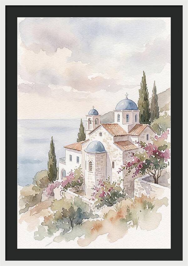 Greek Monastery By The Sea
