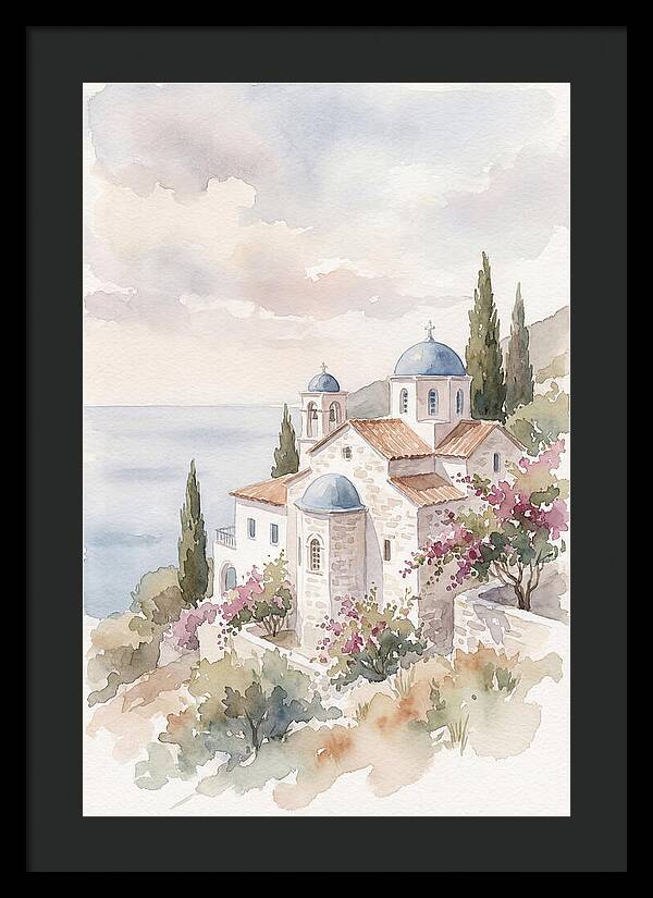 Greek Monastery By The Sea