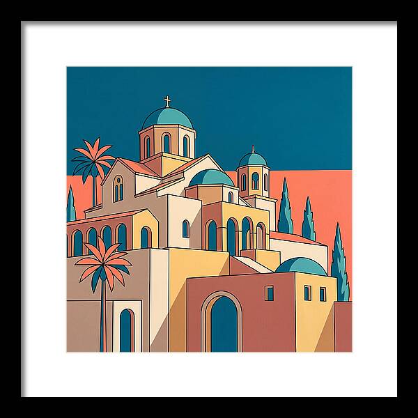 Greek Monastery In Vibrant Colors