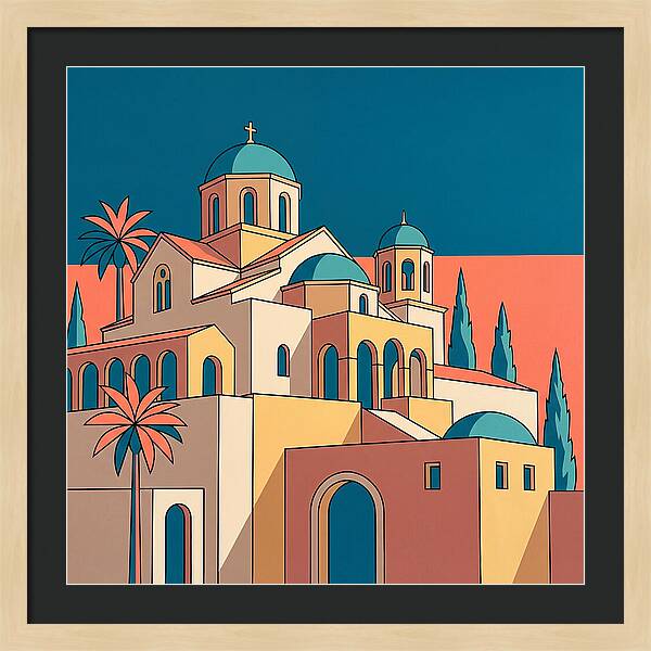 Greek Monastery In Vibrant Colors