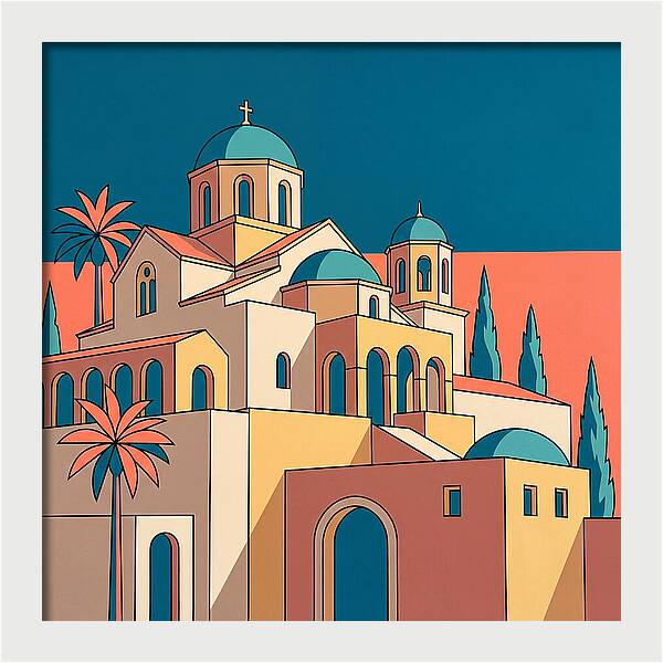 Greek Monastery In Vibrant Colors