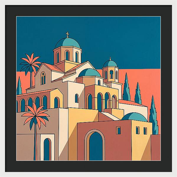 Greek Monastery In Vibrant Colors
