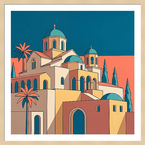 Greek Monastery In Vibrant Colors