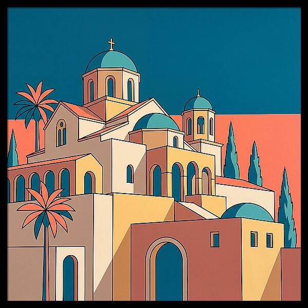 Greek Monastery In Vibrant Colors