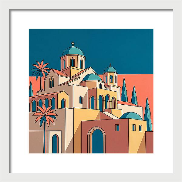 Greek Monastery In Vibrant Colors