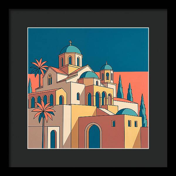 Greek Monastery In Vibrant Colors