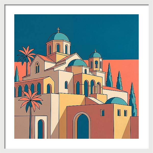 Greek Monastery In Vibrant Colors