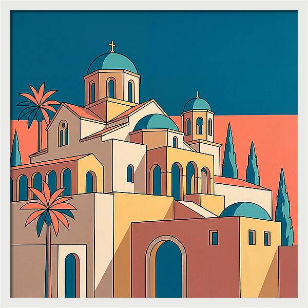 Greek Monastery In Vibrant Colors