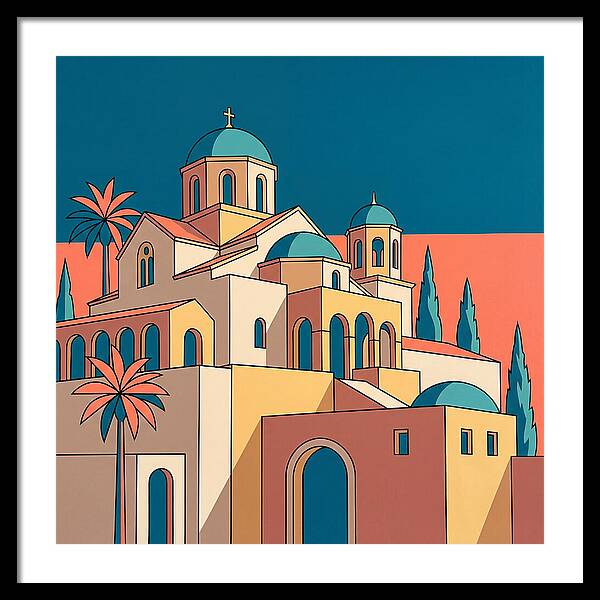 Greek Monastery In Vibrant Colors