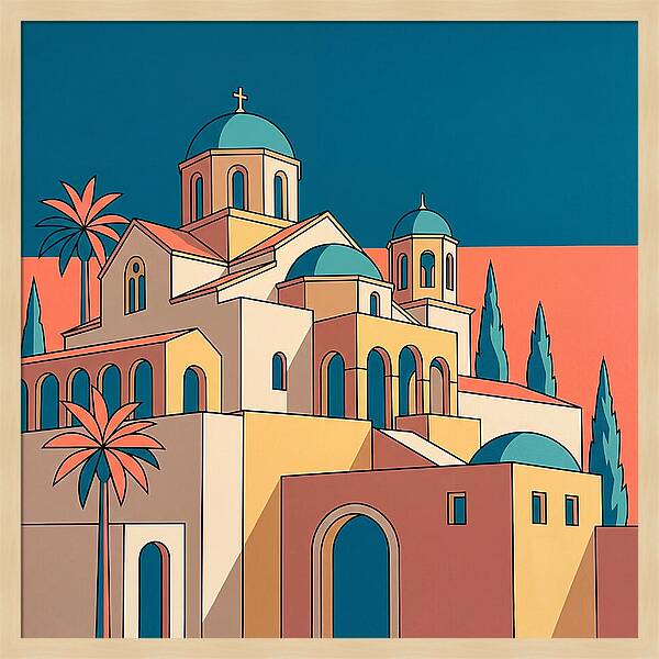 Greek Monastery In Vibrant Colors