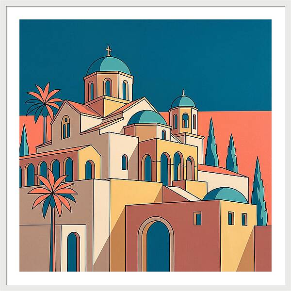 Greek Monastery In Vibrant Colors