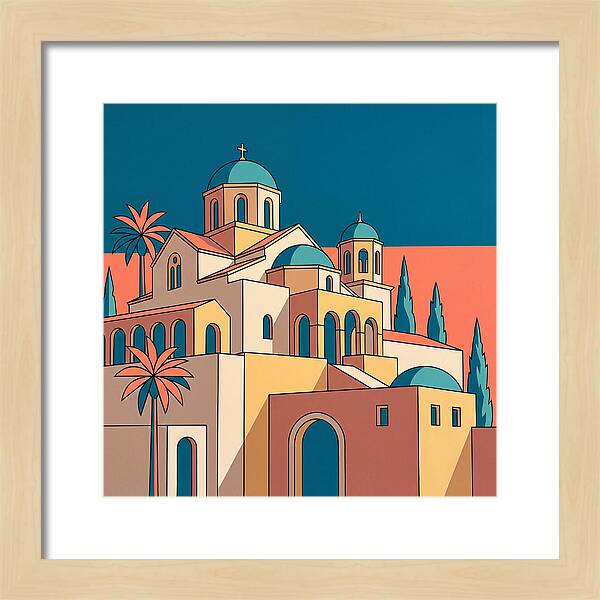 Greek Monastery In Vibrant Colors