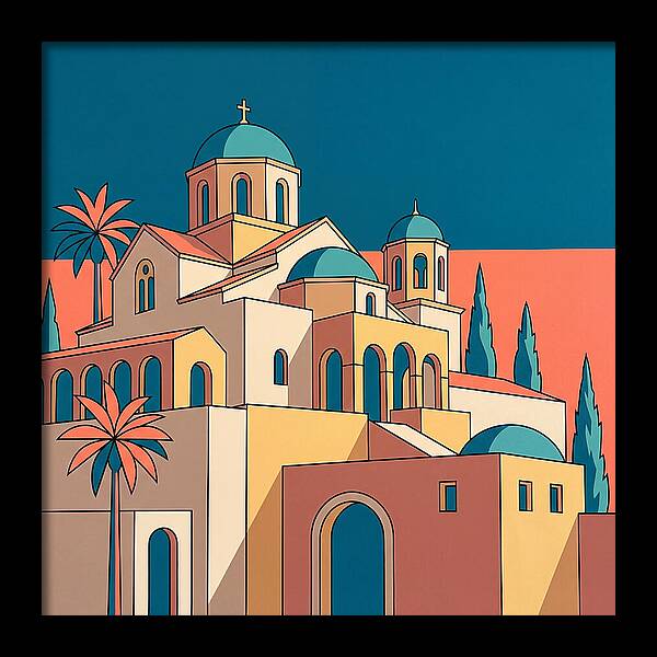 Greek Monastery In Vibrant Colors