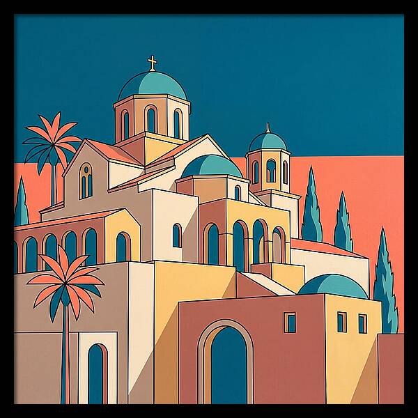 Greek Monastery In Vibrant Colors