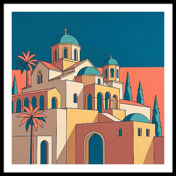 Greek Monastery In Vibrant Colors