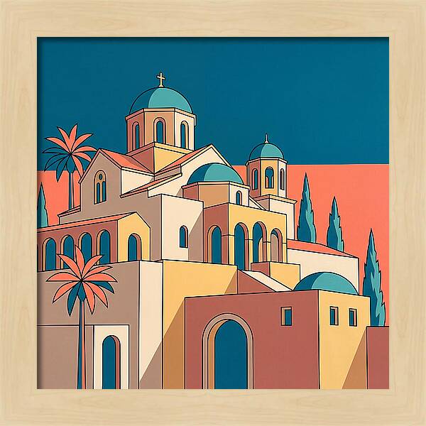 Greek Monastery In Vibrant Colors