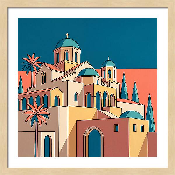 Greek Monastery In Vibrant Colors